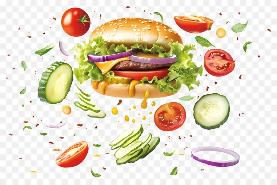 Burger Flottant，Burger Dynamique PNG