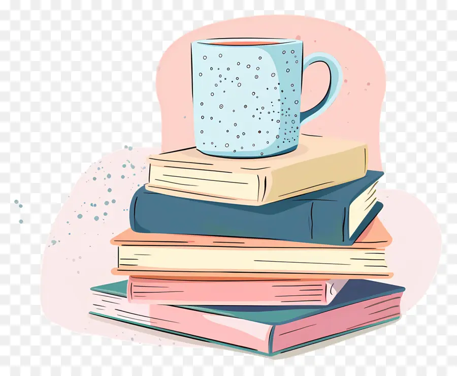 Livre Et Café，Pile De Livres Avec Des Tasses PNG