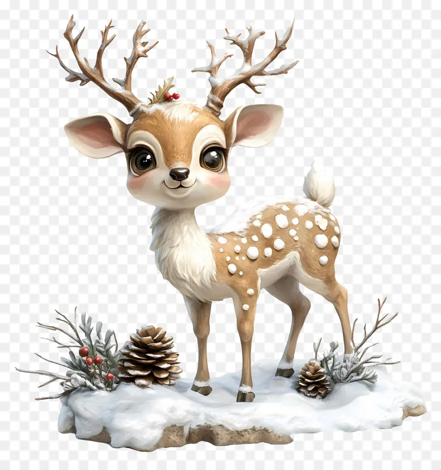 Cerf De Noël，Cerf D'hiver Mignon PNG