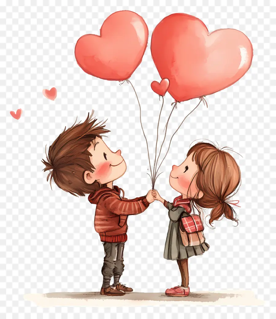 Amour Mignon，Couple Avec Des Ballons PNG