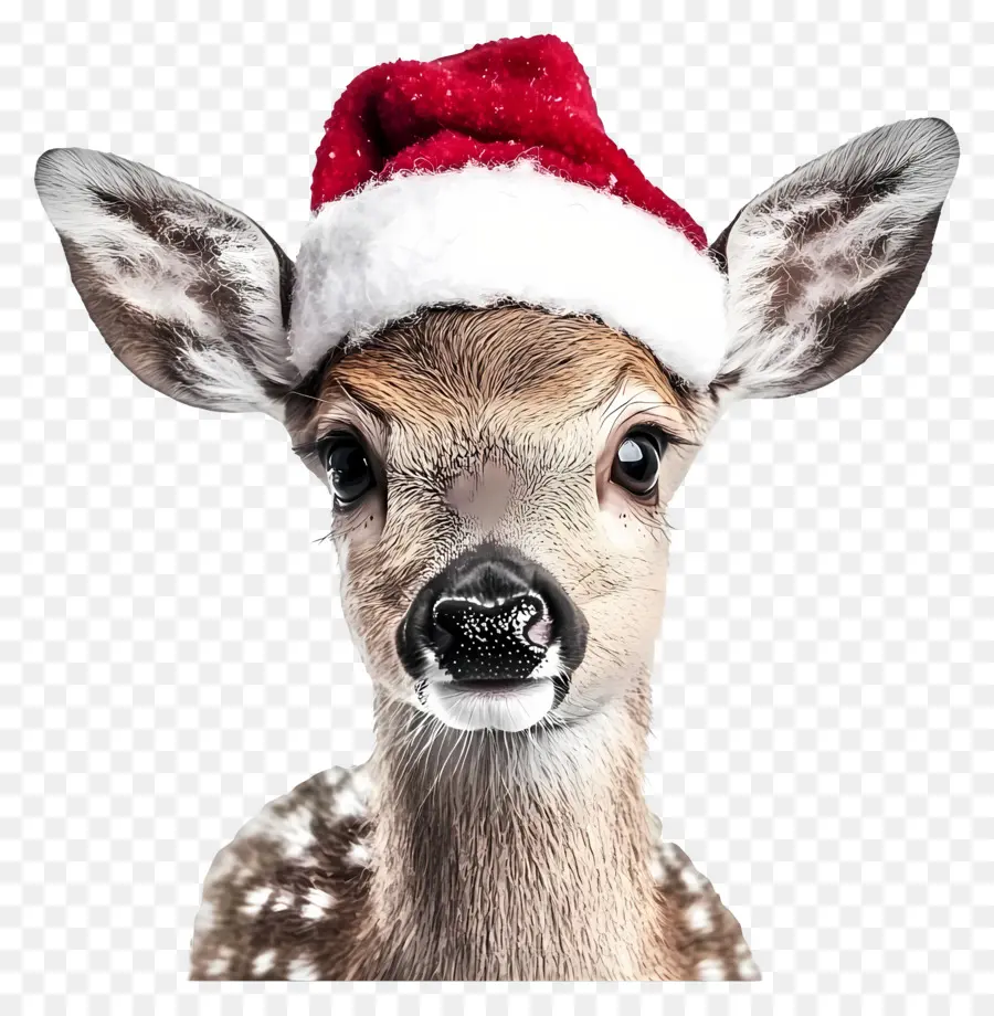 Cerf De Noël，Cerf Avec Chapeau De Père Noël PNG