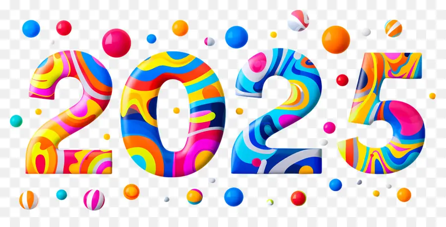 Nouvel An 2025，Coloré 2025 PNG