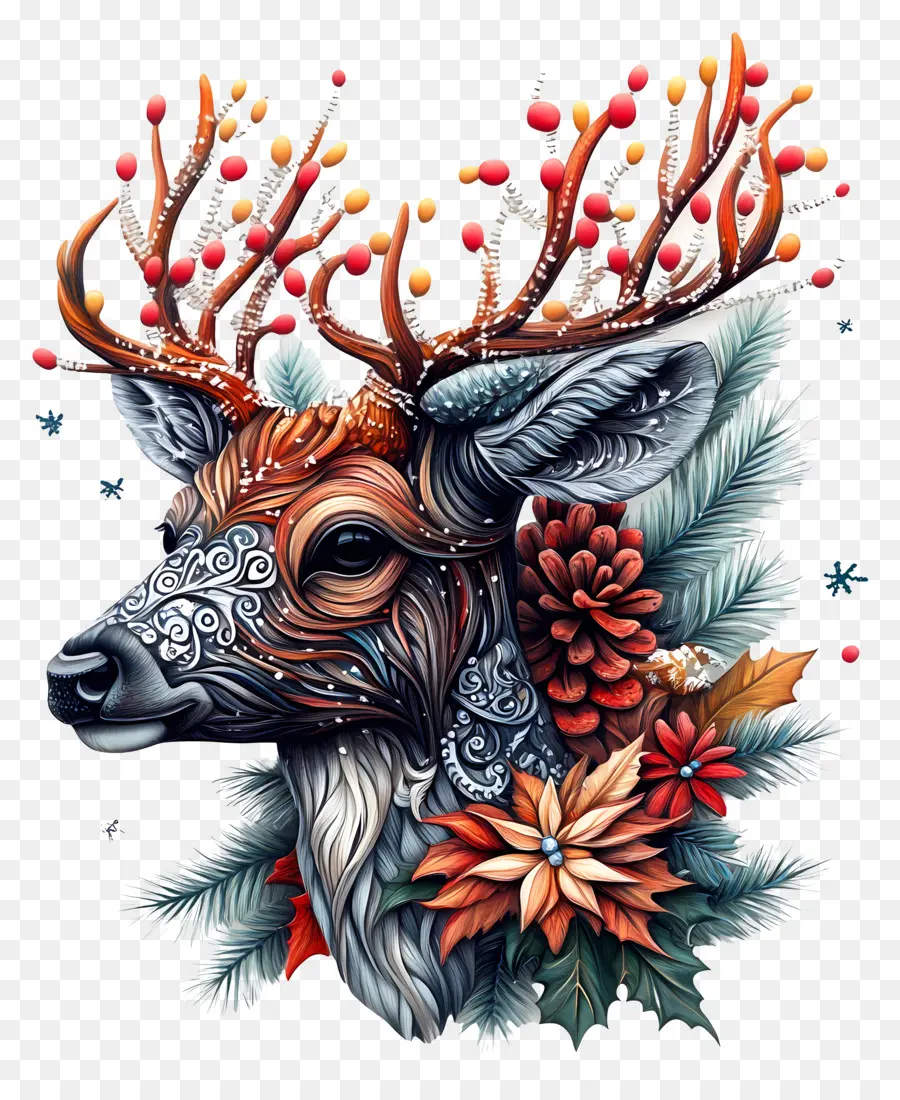 Cerf De Noël，Cerf Artistique PNG