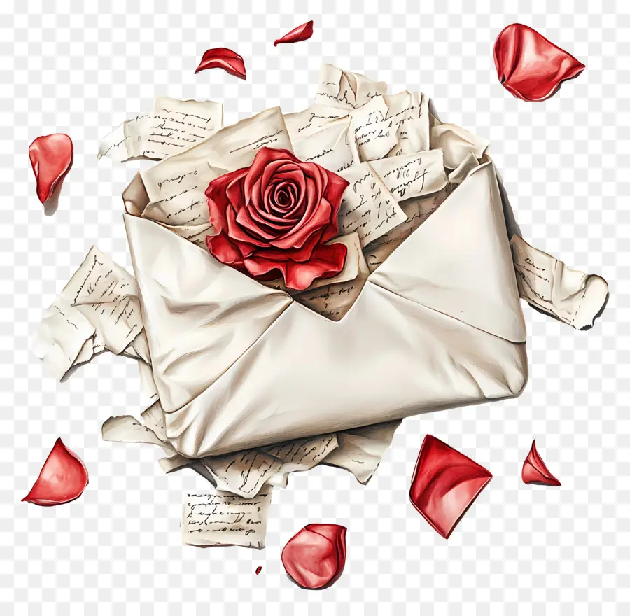 Courrier D'amour，Enveloppe Avec Rose PNG