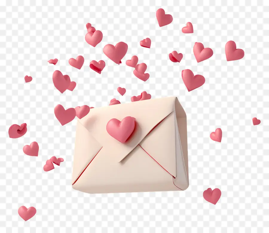 Courrier D'amour，Enveloppe Avec Des Coeurs PNG