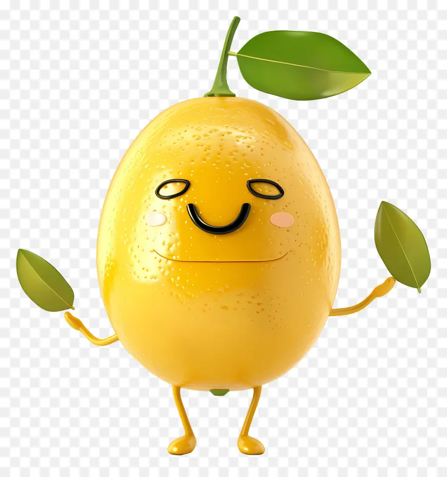 Citron Kawaii，Caractère De Citron Souriant PNG