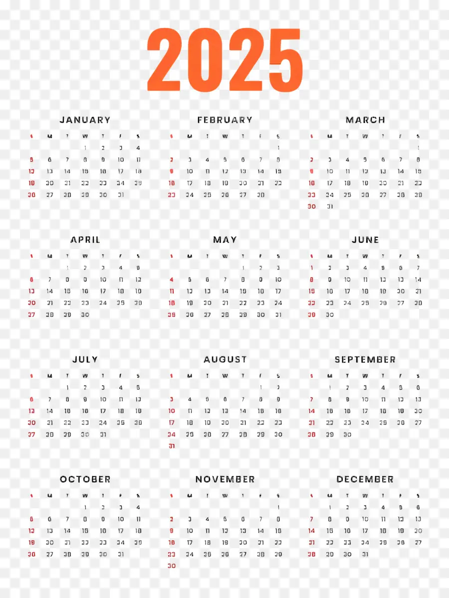 Calendrier 2025，Année PNG