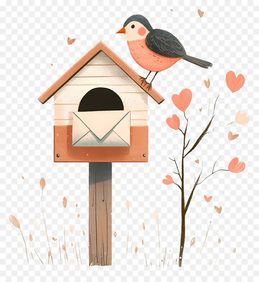 Courrier D'amour，Oiseau Sur La Boîte Aux Lettres PNG