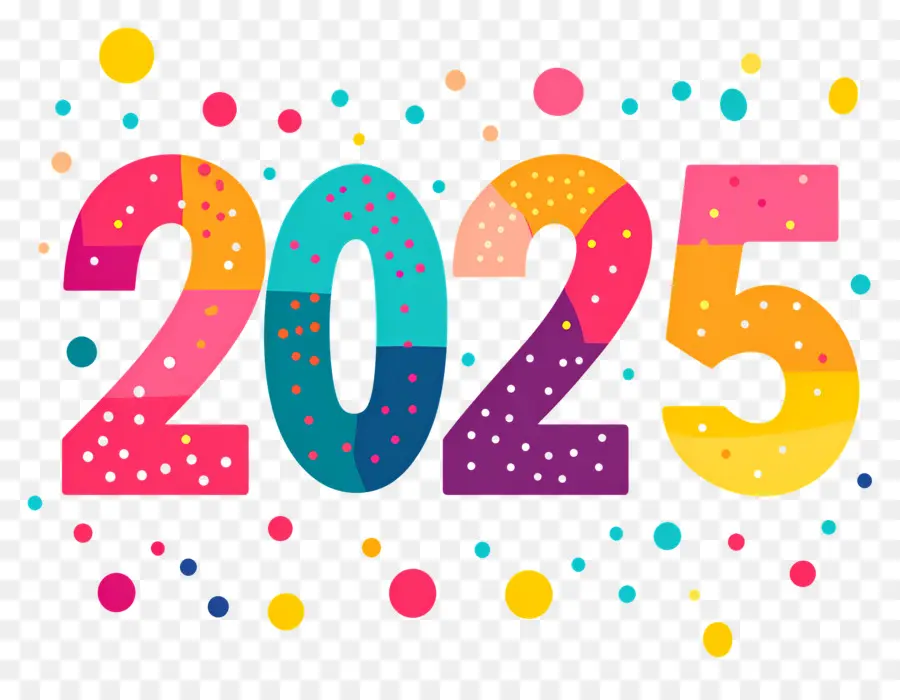 Nouvel An 2025，Coloré 2025 PNG