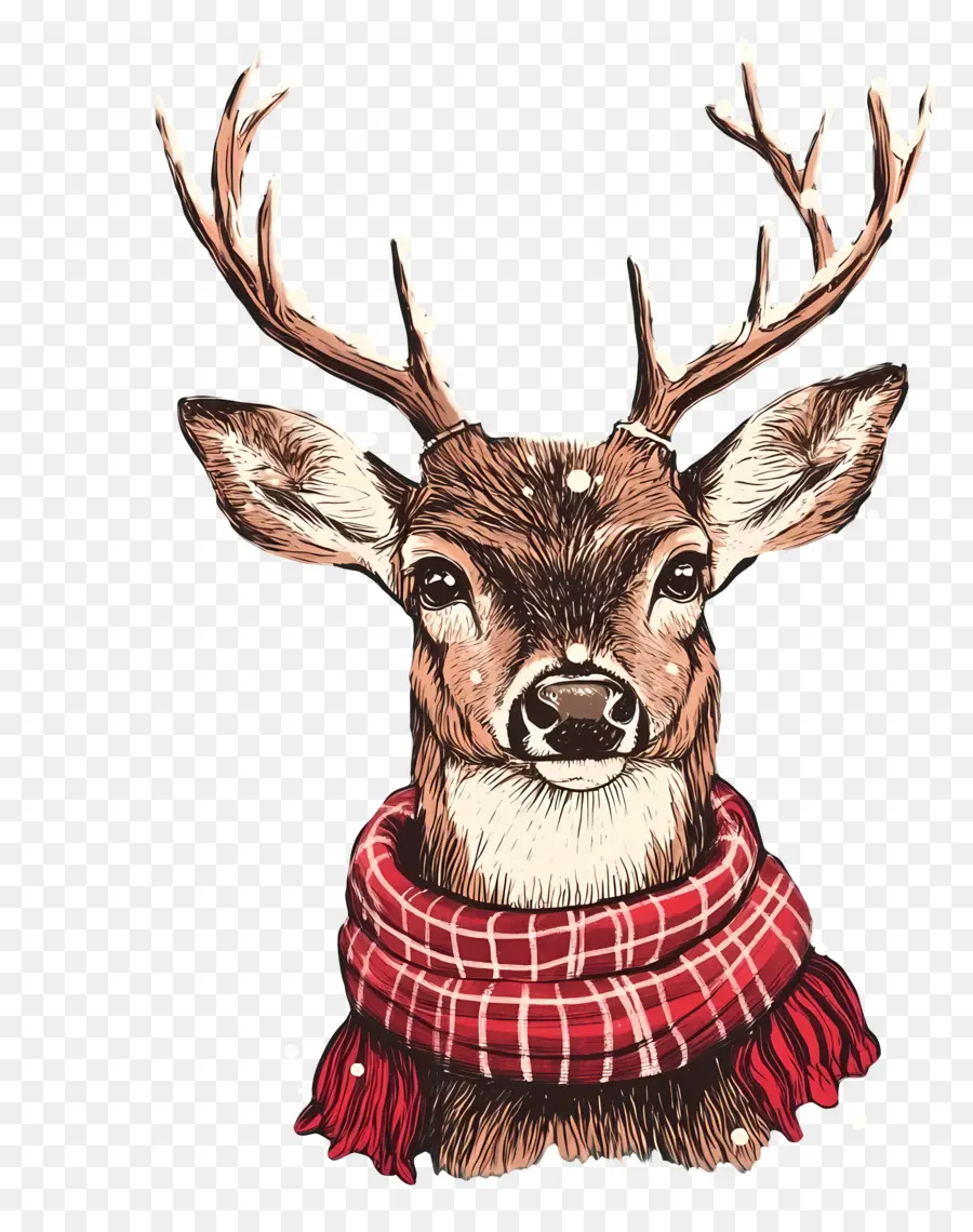 Cerf De Noël，Cerf Avec écharpe PNG