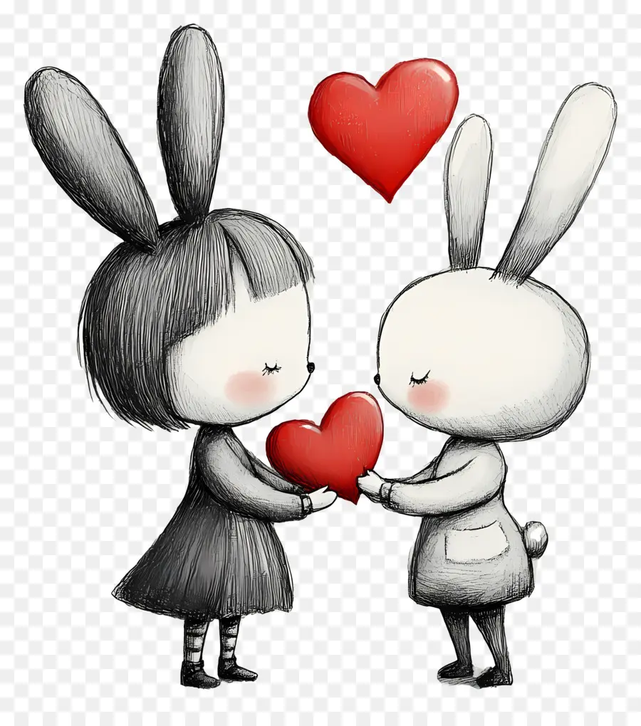 Amour Mignon，Couple De Lapins PNG