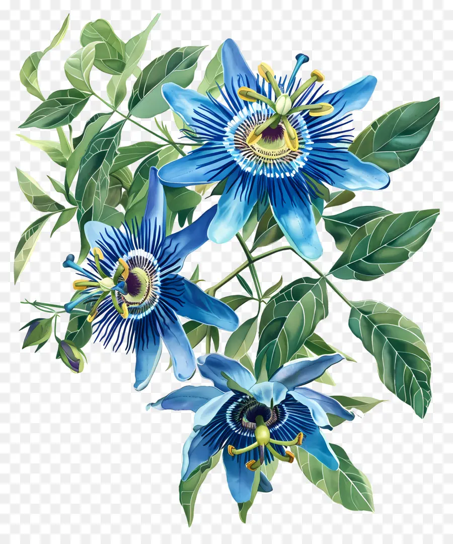 Fleur épanouie，Fleurs Bleues PNG