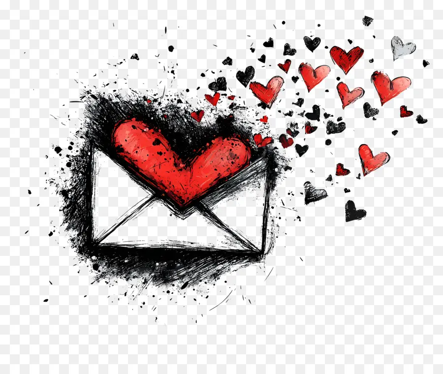 Courrier D'amour，Enveloppe Avec Des Coeurs PNG