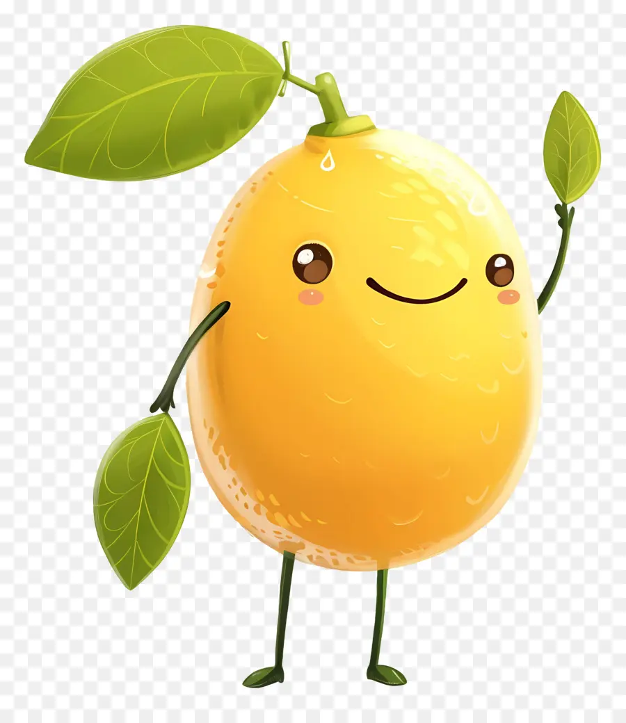 Citron Kawaii，Caractère De Citron Souriant PNG