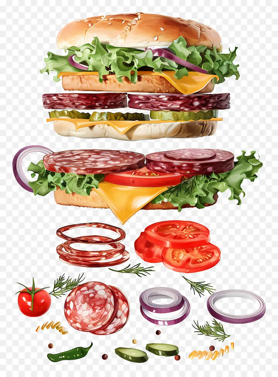 Burger Flottant，Burger Empilé PNG