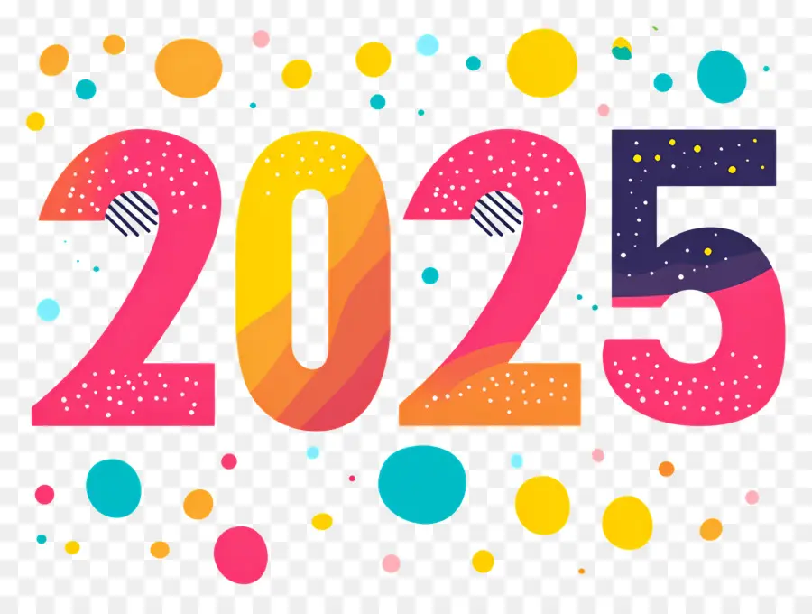 Nouvel An 2025，Coloré 2025 PNG