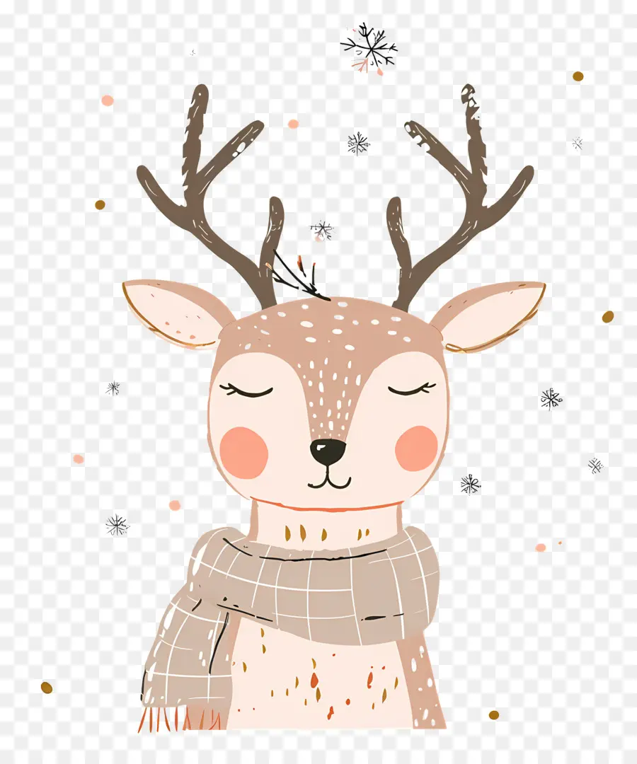 Cerf De Noël，Renne Avec écharpe Colorée PNG