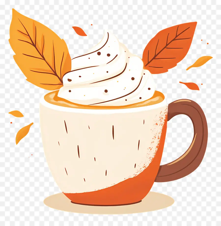 Café D'automne，Tasse De Crème Fouettée PNG