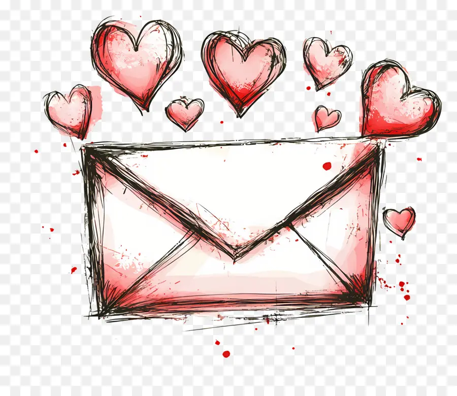 Courrier D'amour，Enveloppe Avec Des Coeurs PNG