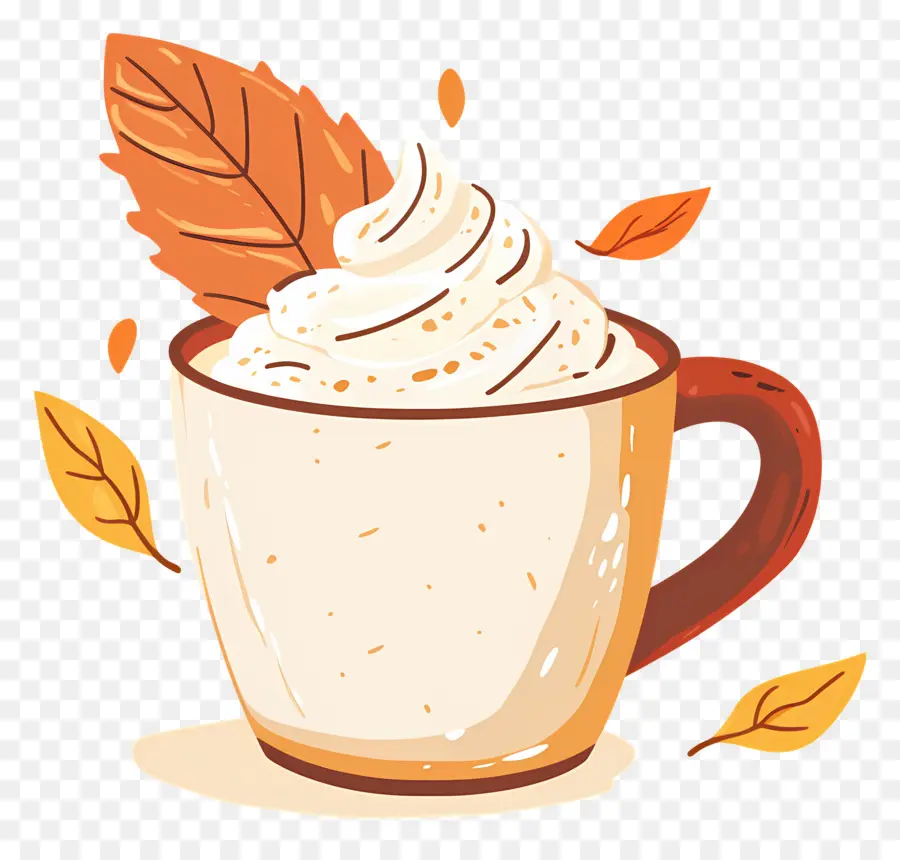 Café D'automne，Tasse De Crème Fouettée PNG