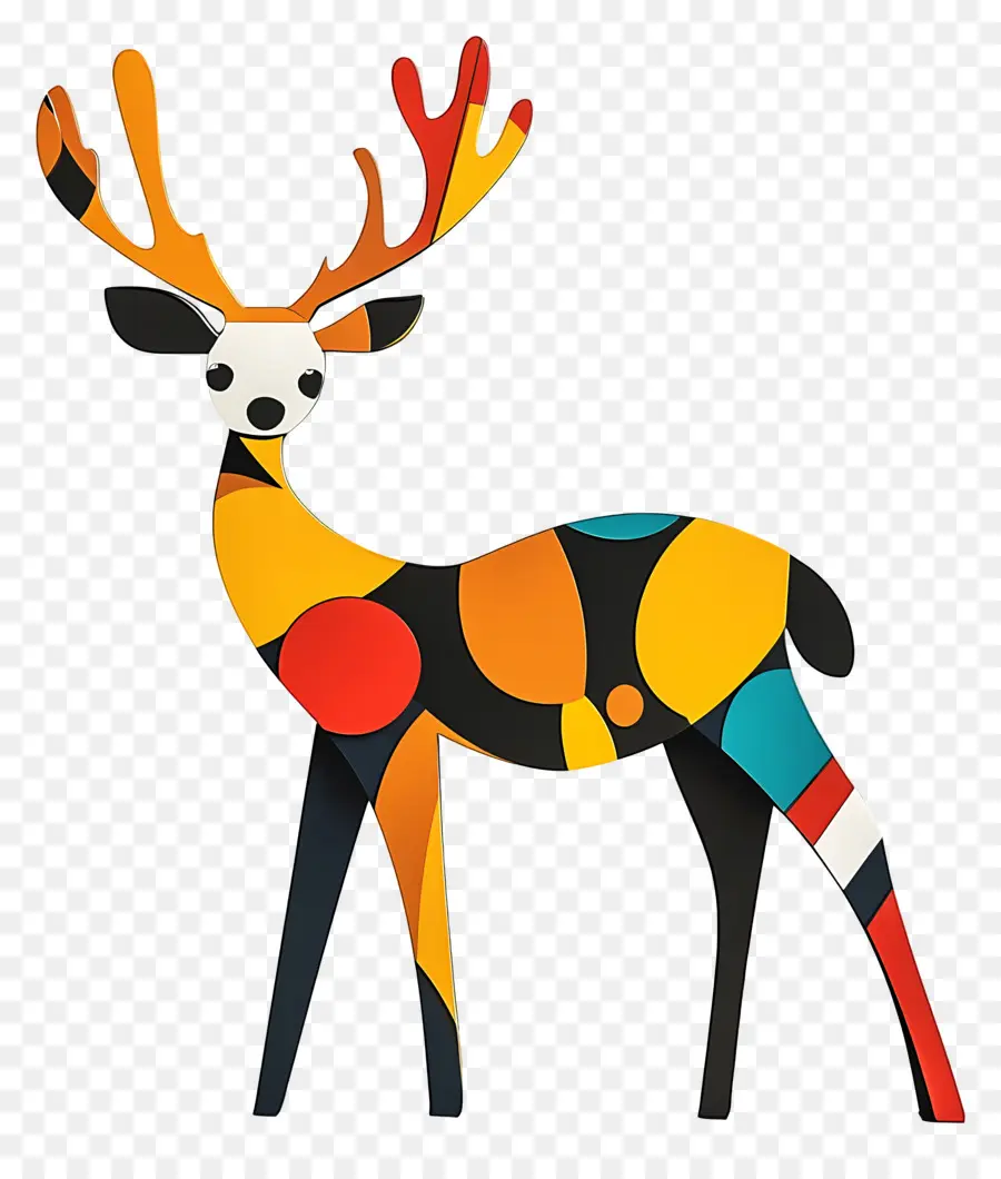 Cerf De Noël，Cerf Coloré PNG