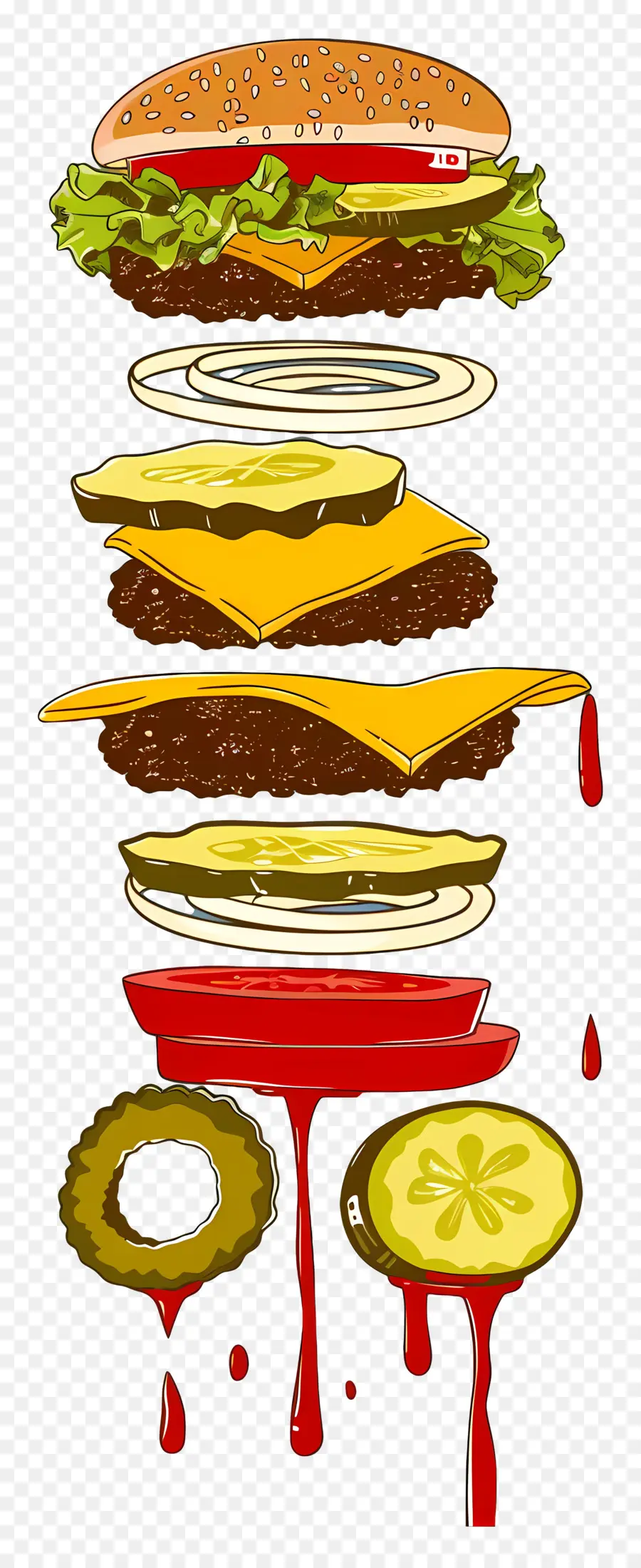 Burger Flottant，Couches De Hamburger PNG