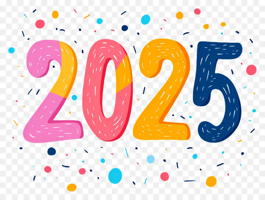 Nouvel An 2025，Coloré 2025 PNG