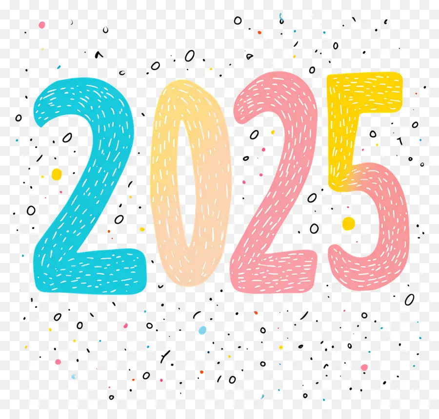 Nouvel An 2025，Coloré 2025 PNG