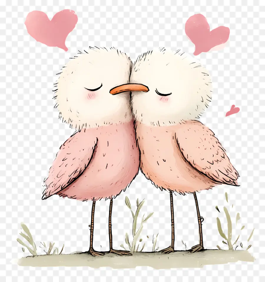 Amour Mignon，Oiseaux Avec Des Coeurs PNG