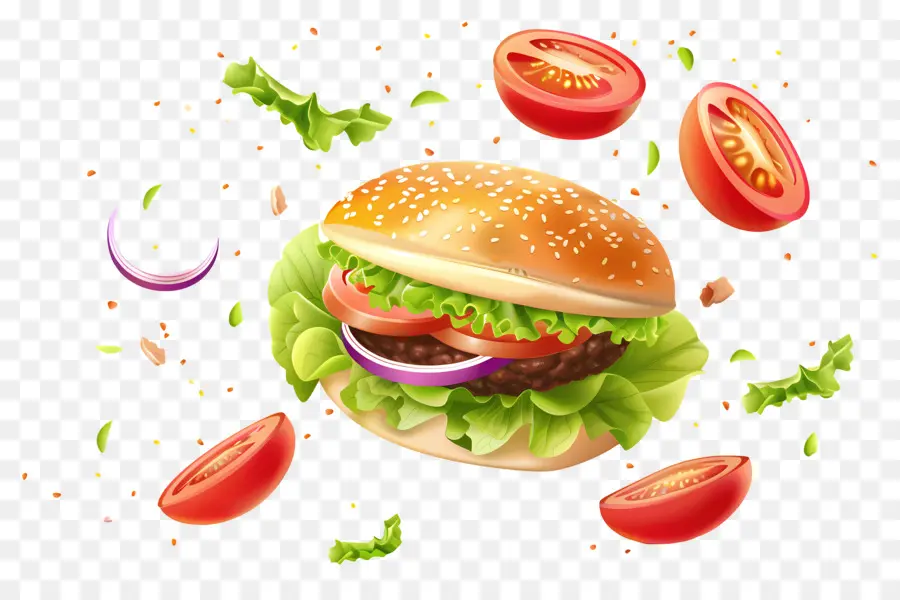 Burger Flottant，Burger Dynamique PNG