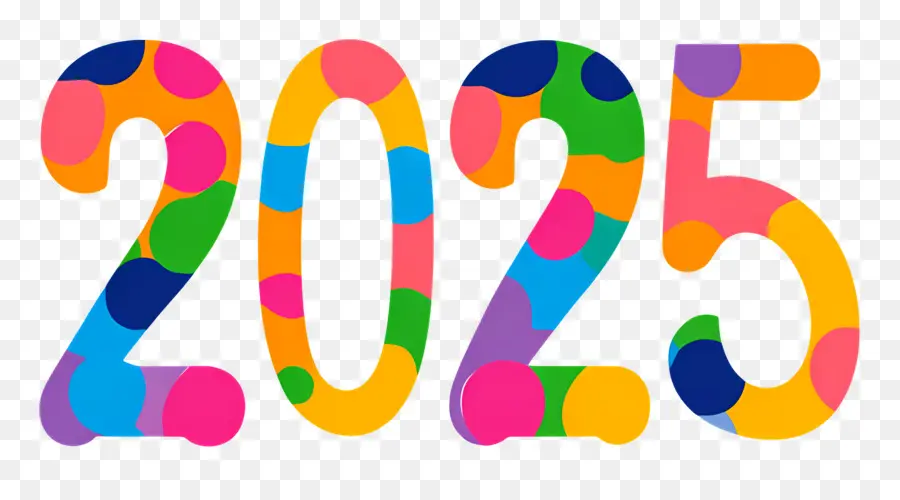 Nouvel An 2025，Coloré 2025 PNG