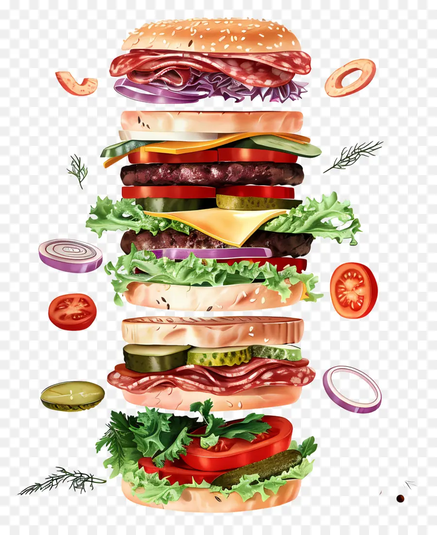 Burger Flottant，Burger Empilé PNG