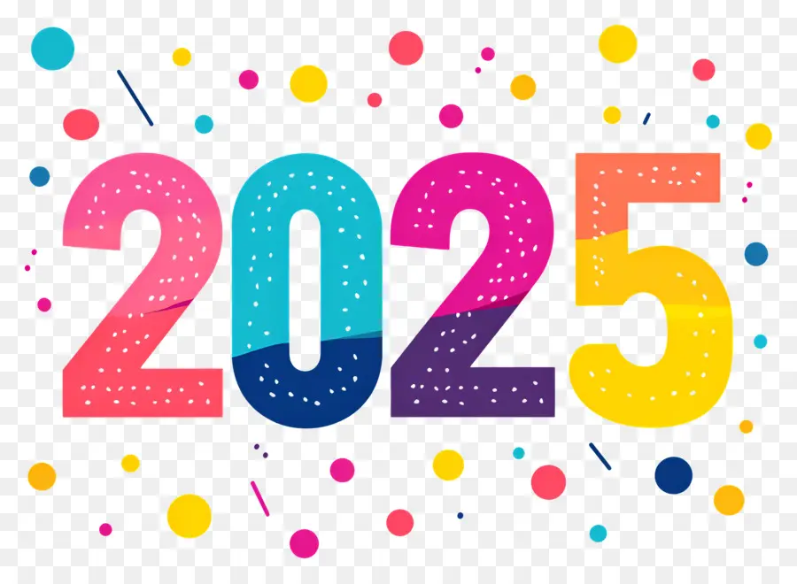 Nouvel An 2025，Coloré 2025 PNG