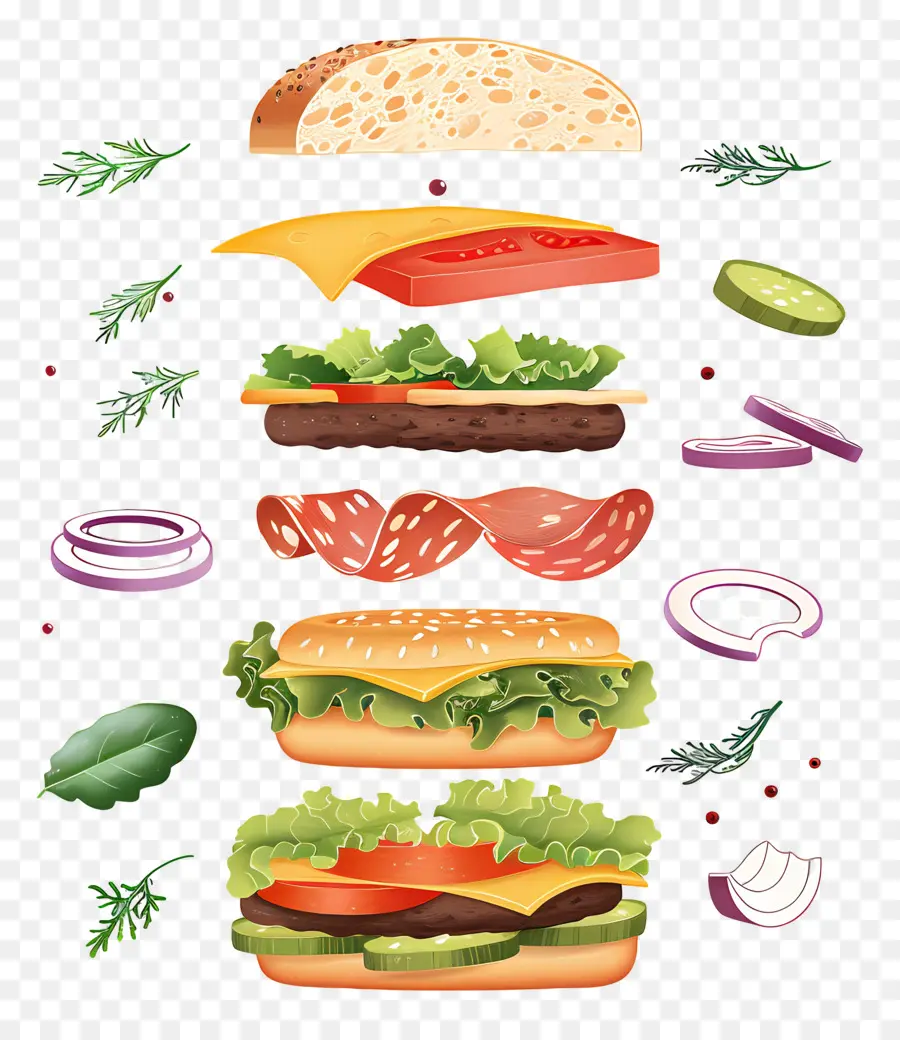 Burger Flottant，Ingrédients Du Hamburger PNG