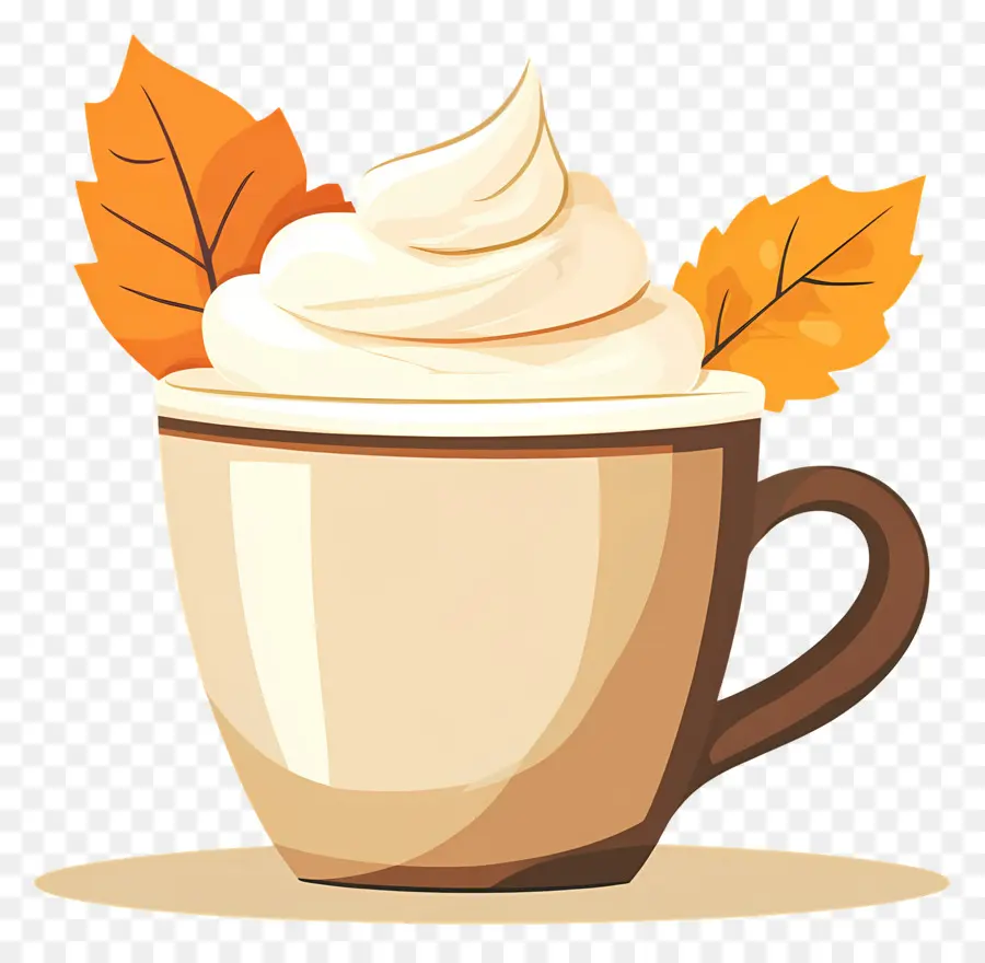 Café D'automne，Tasse De Crème Fouettée PNG