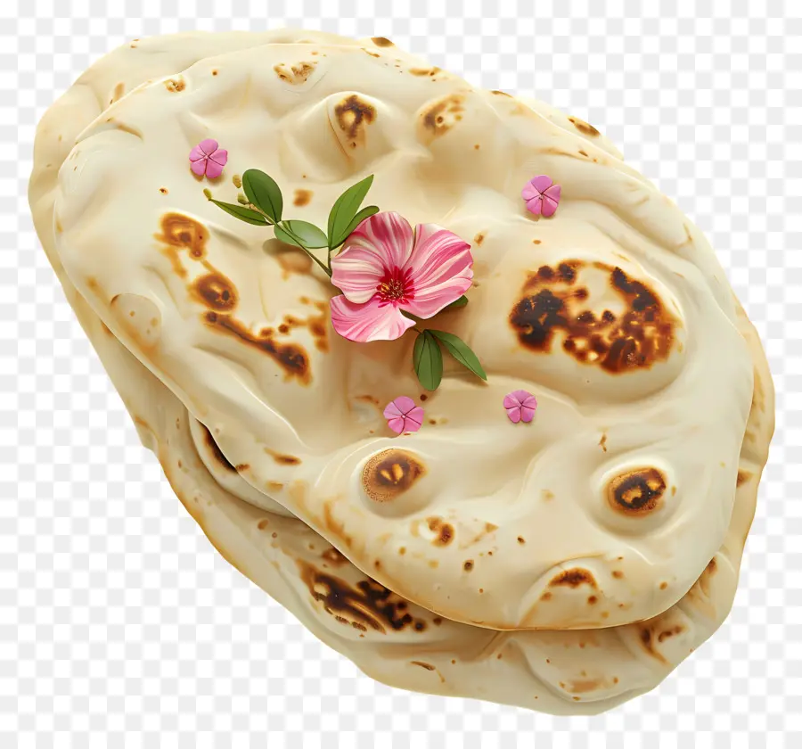 Pain Naan，Pain Plat Aux Fleurs PNG