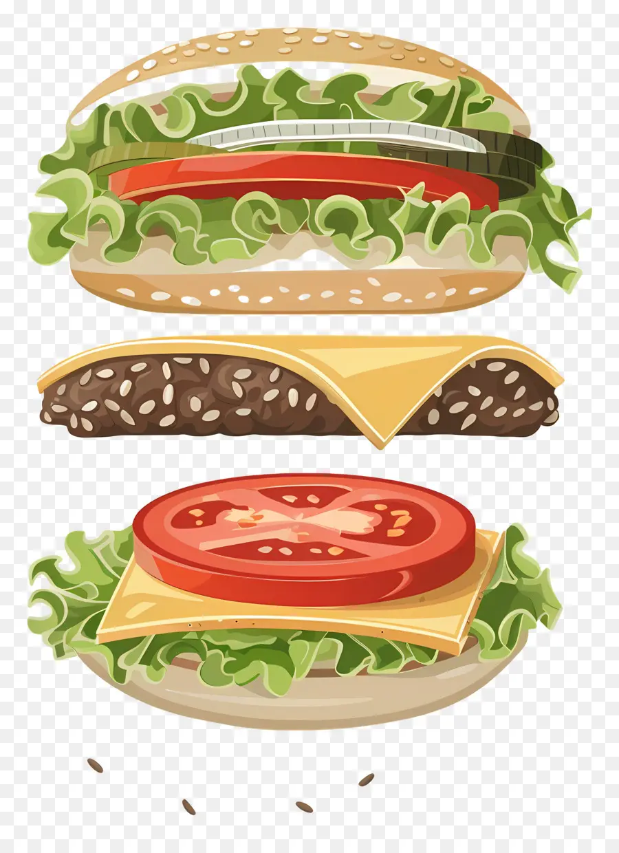 Burger Flottant，Ingrédients Du Hamburger PNG