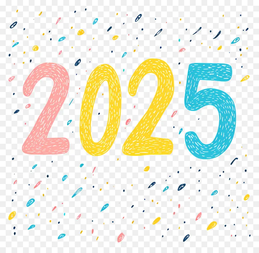 Nouvel An 2025，Coloré 2025 PNG