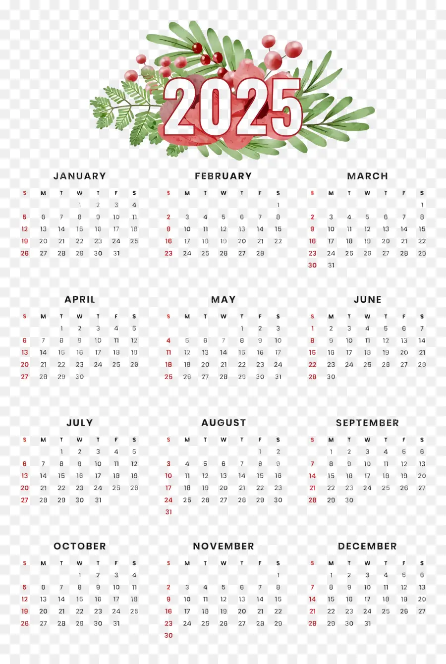 Calendrier 2025，Dates PNG