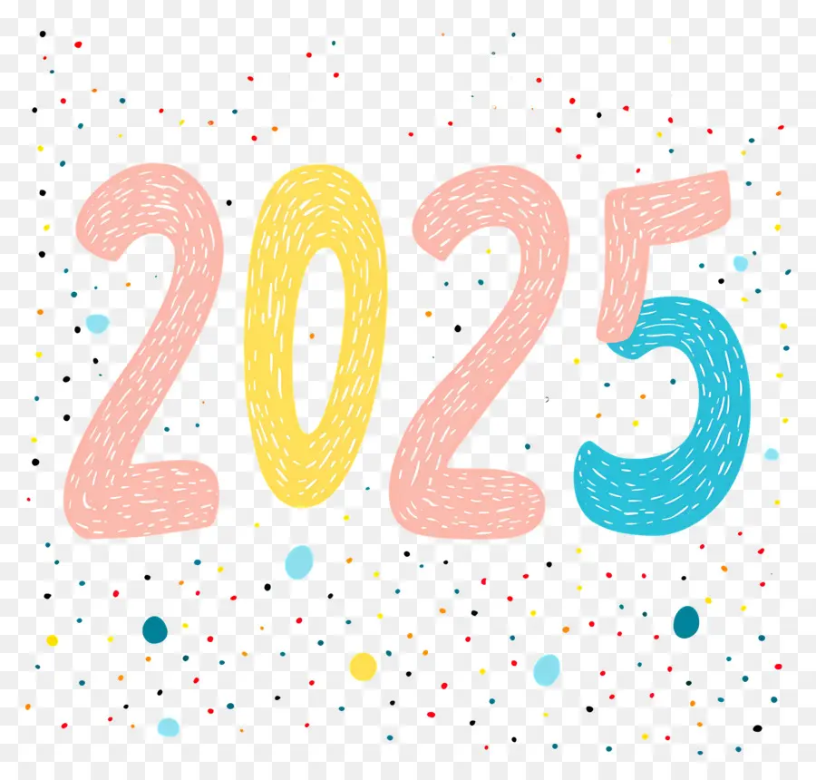 Nouvel An 2025，Coloré 2025 PNG