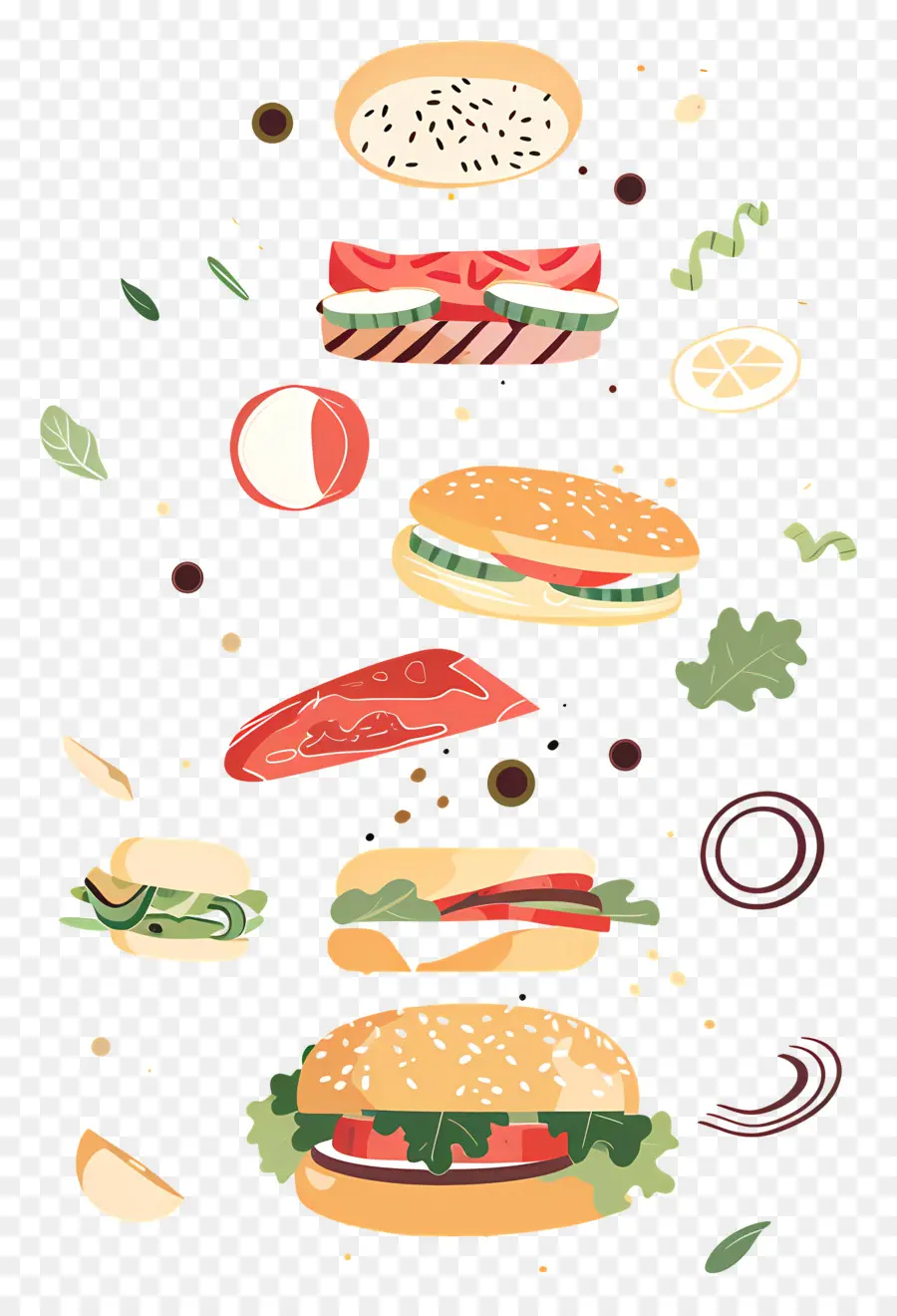 Burger Flottant，Ingrédients Du Hamburger PNG