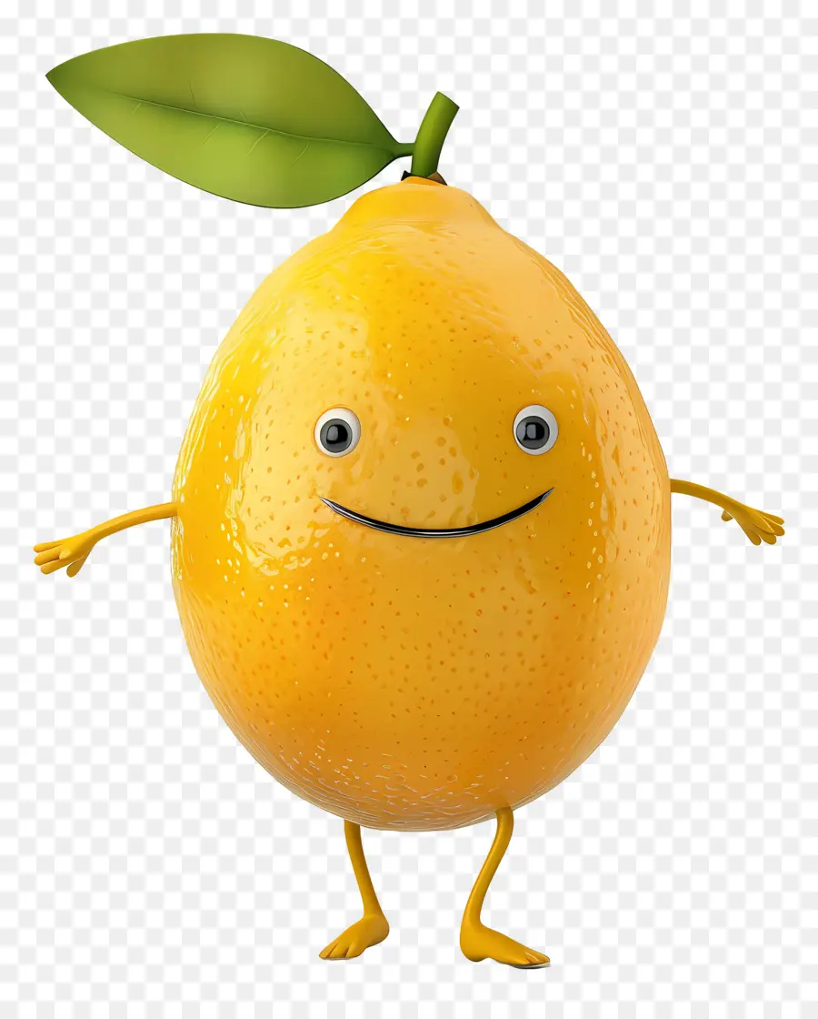 Citron Kawaii，Caractère De Citron Souriant PNG