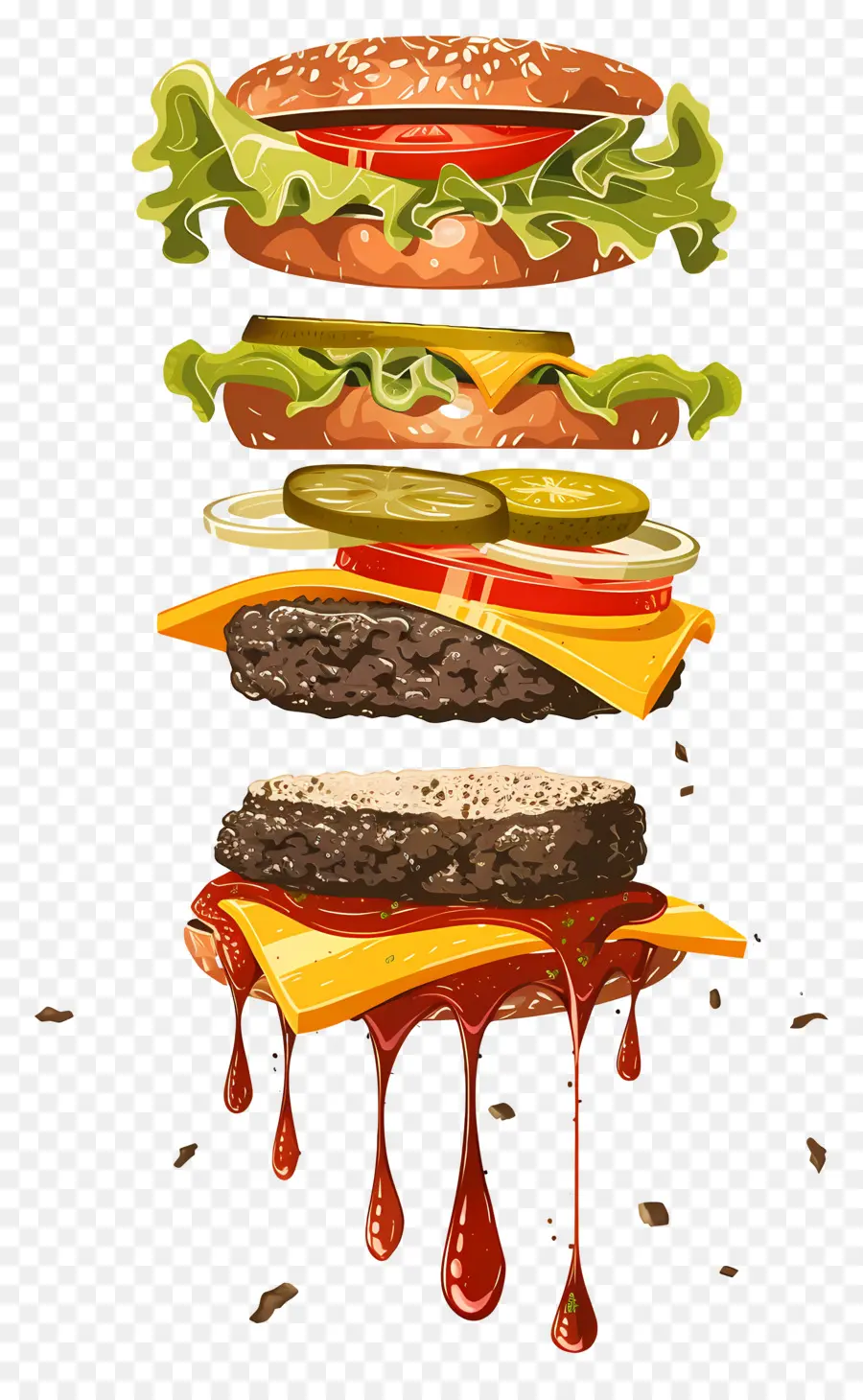 Burger Flottant，Couches De Hamburger PNG