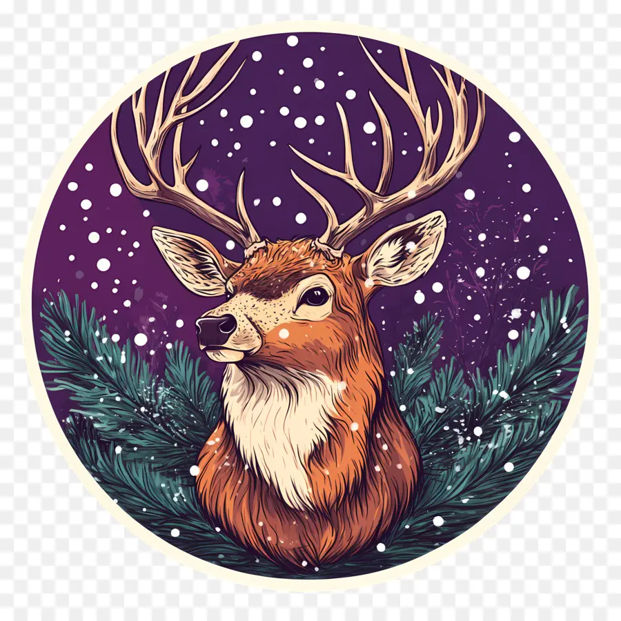 Cerf De Noël，Cerf Dans La Neige PNG