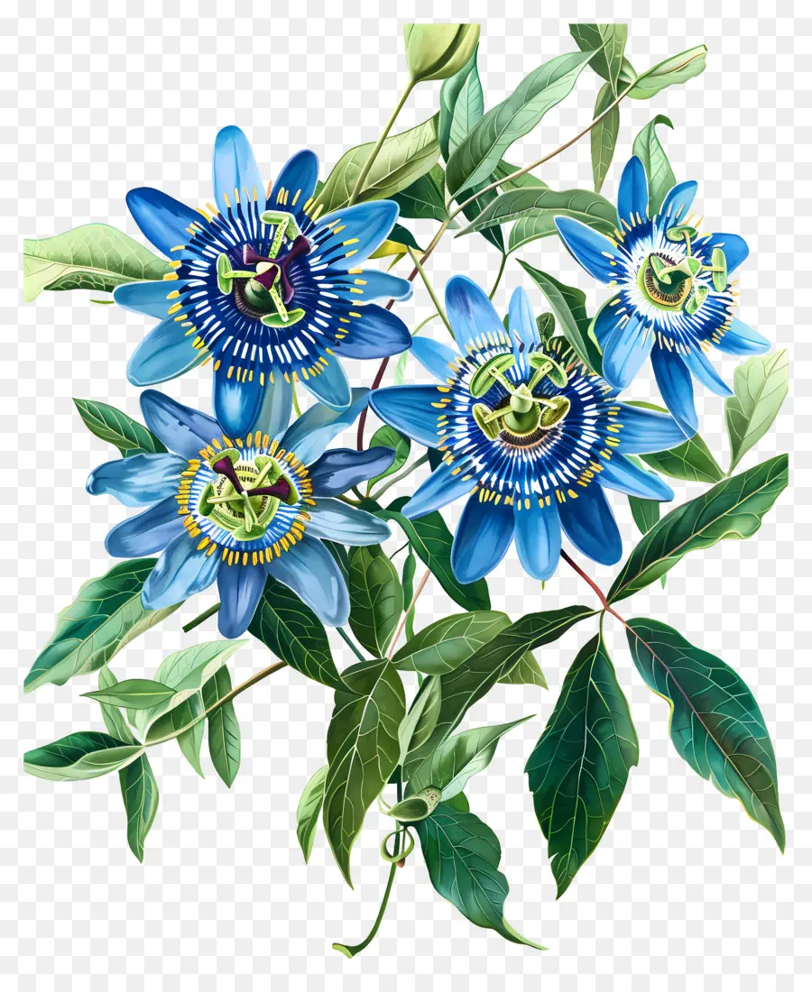 Fleur épanouie，Fleurs Bleues PNG