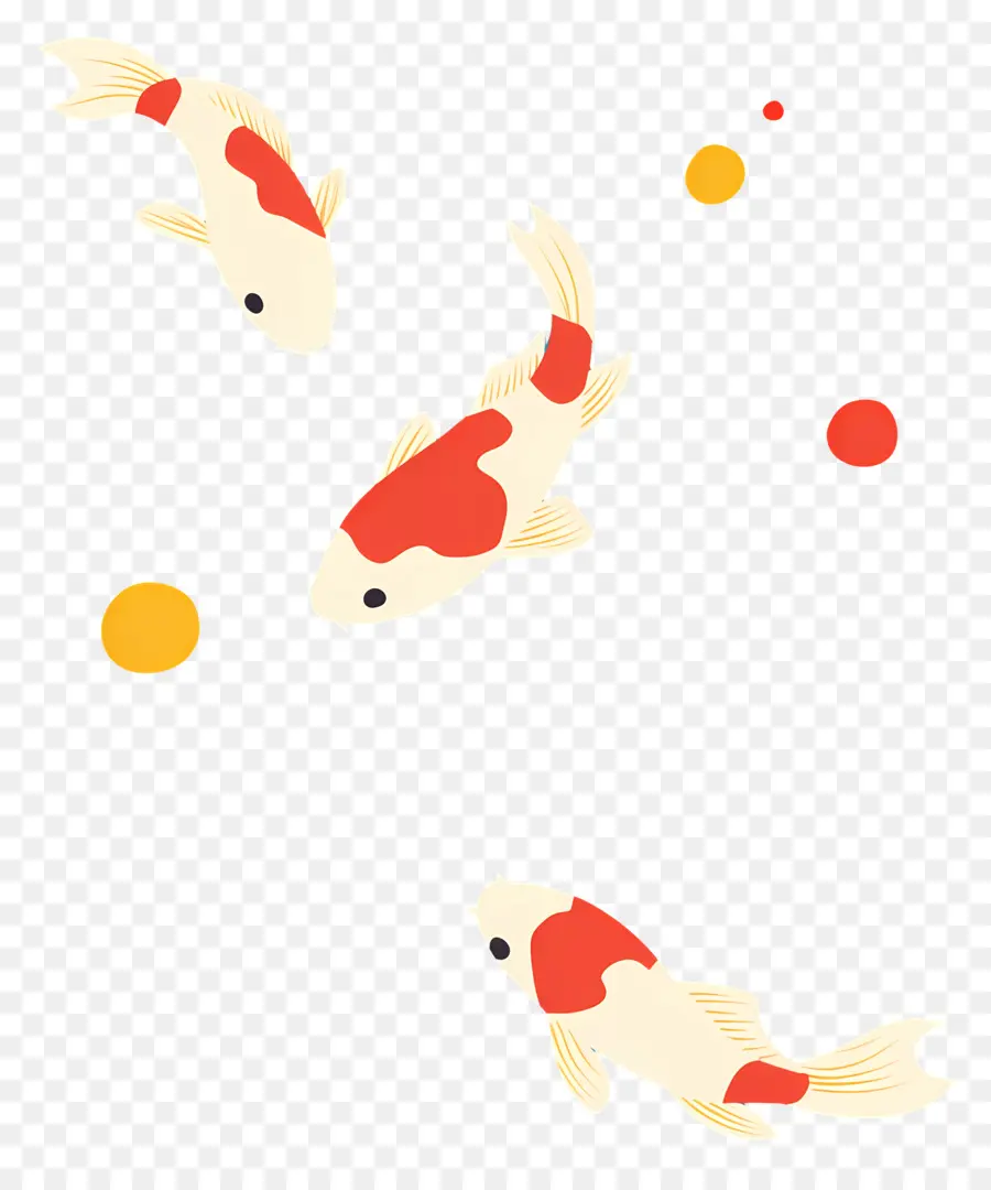 Poisson Koï，Trois Poissons Koi Simples PNG