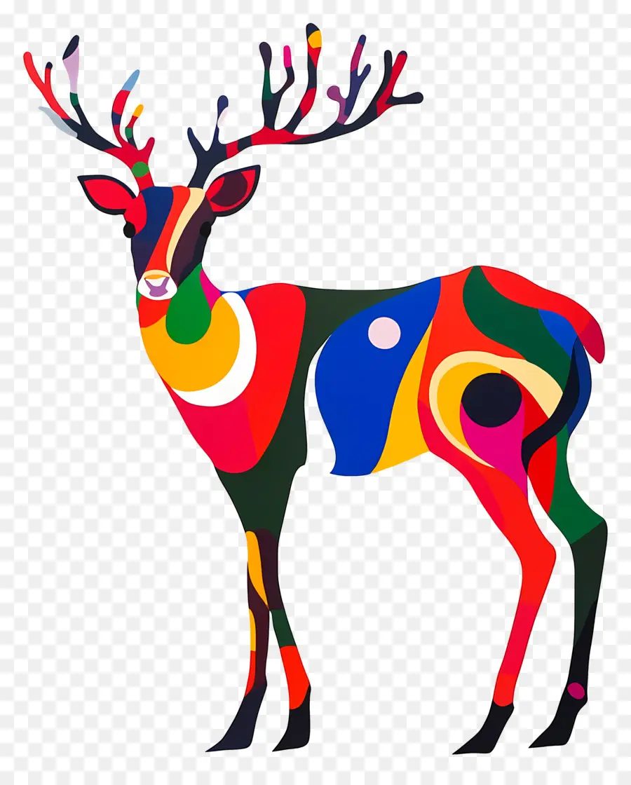 Cerf De Noël，Cerf Coloré PNG