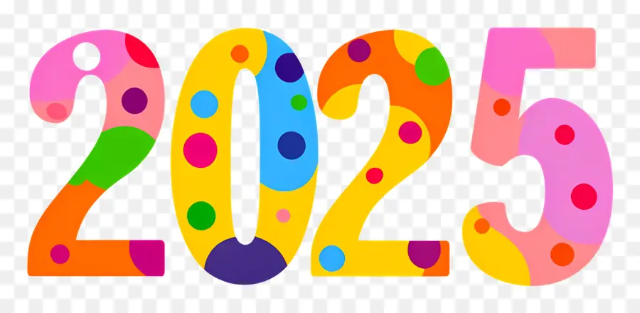 Nouvel An 2025，Coloré 2025 PNG