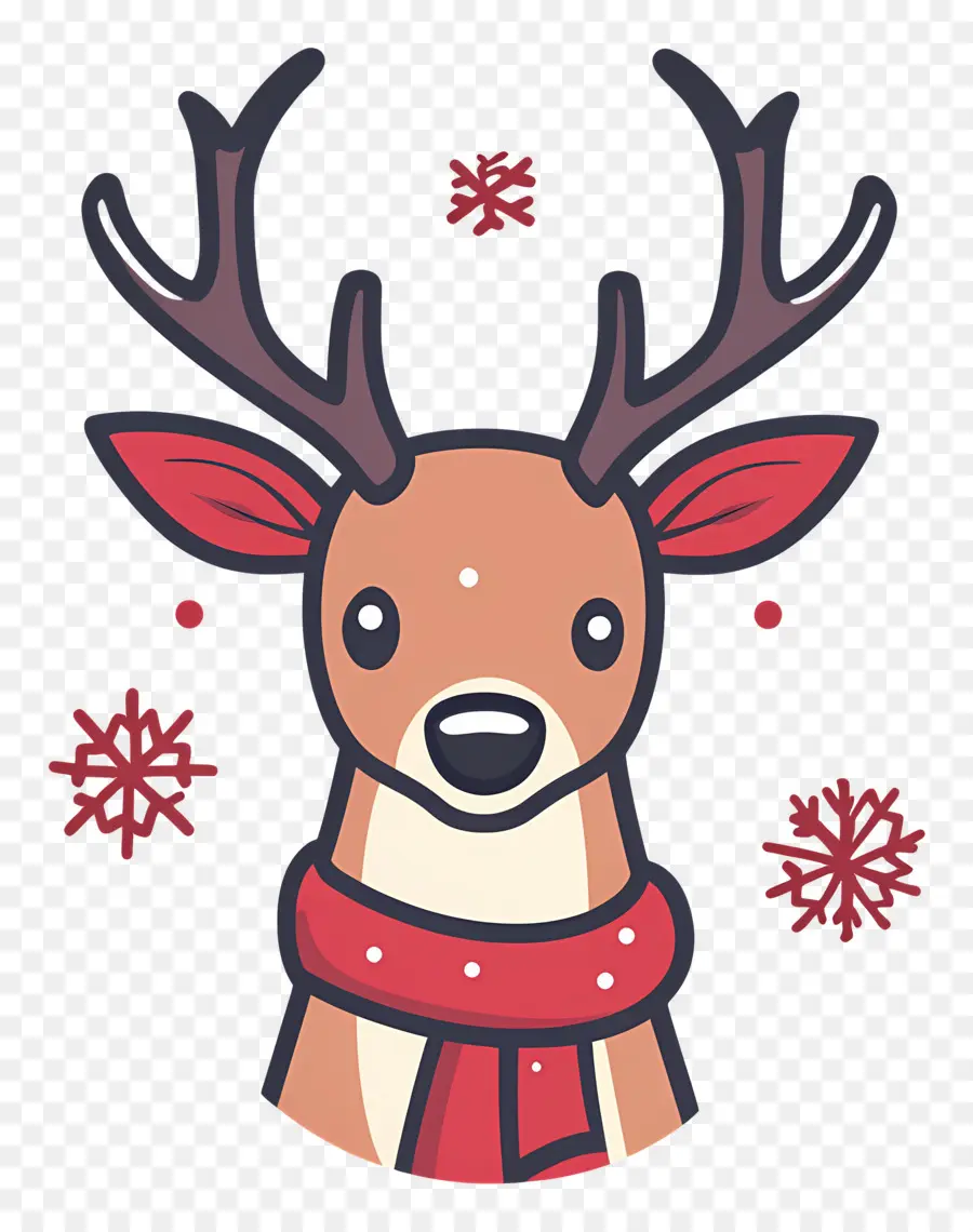 Cerf De Noël，Renne Avec écharpe Colorée PNG