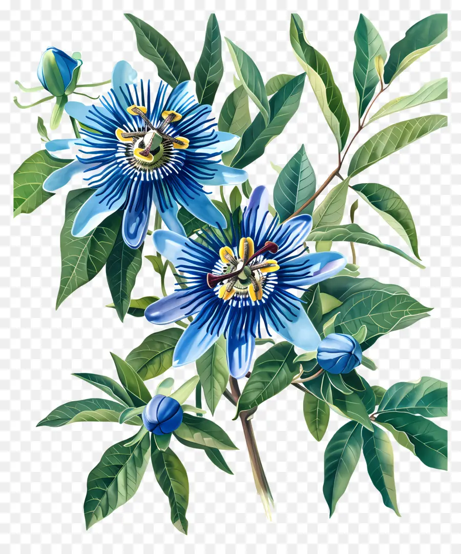 Fleur épanouie，Fleurs Bleues PNG